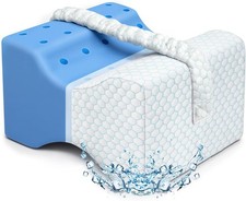 Cooling Knee Pillow for Side Sleepers - Gel Memory Foam with Ice Silk Cover