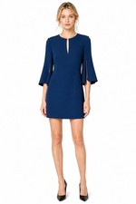 ALEXANDER MCQUEEN Dark Teal Bell Flare Split Sleeve Seamed Crepe Dress 42 = 6/8