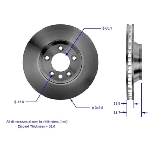 For Porsche Cayenne 03-13 Brake Rotor Global Premium Plain Vented Front Driver Foto 3 de 3