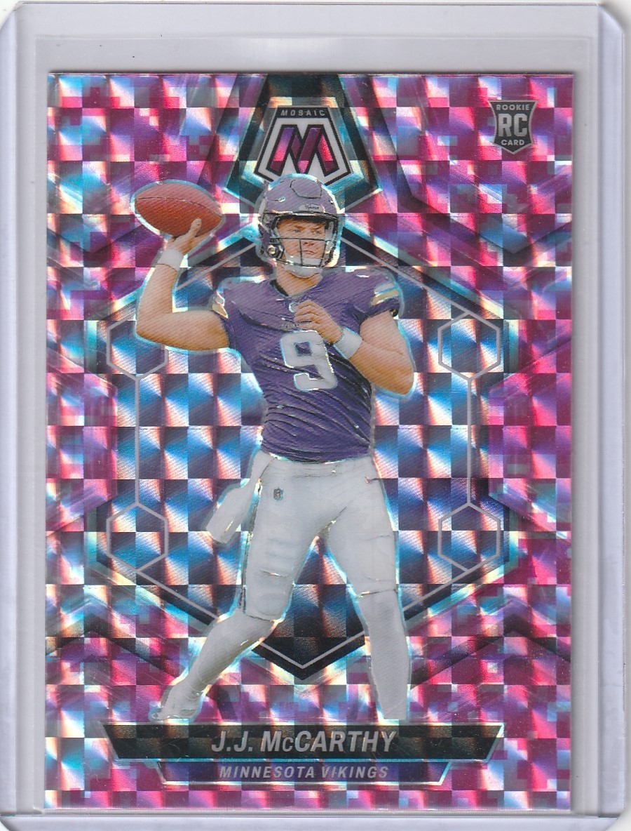 2024 Panini Mosaic - Rookies J.J. McCarthy #310 Camo Pink Mosaic Prizm (RC)
