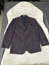 New Jos A Bank Traveler Wool Sport Blazer Jacket Navy Burgundy 42R Houndstooth