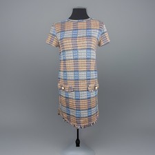ZARA Tweed Plaid Fringe-Trim Shift Dress – Size Small