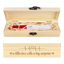 1pc Rectangle Wooden Pregnancy Test Keepsake box with Lock Annouced