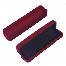 2 Pcs Long Red Velvet Necklace Box Chain Bracelet Boxes Cases 8.7x1.6x2inch J...