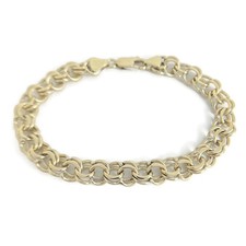 Vintage 1950's Charm Chain Link Bracelet 14K Yellow Gold, 8 Inches, 20.86 Grams
