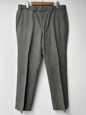 Fletcher Jones Trouser Pants Mens 92 Cm Grey Check Wool Blend Classic Fit Work