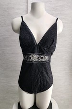 NWT Cupshe Womens One Piece Swimsuit Size Xl Black With Floral Print Lace