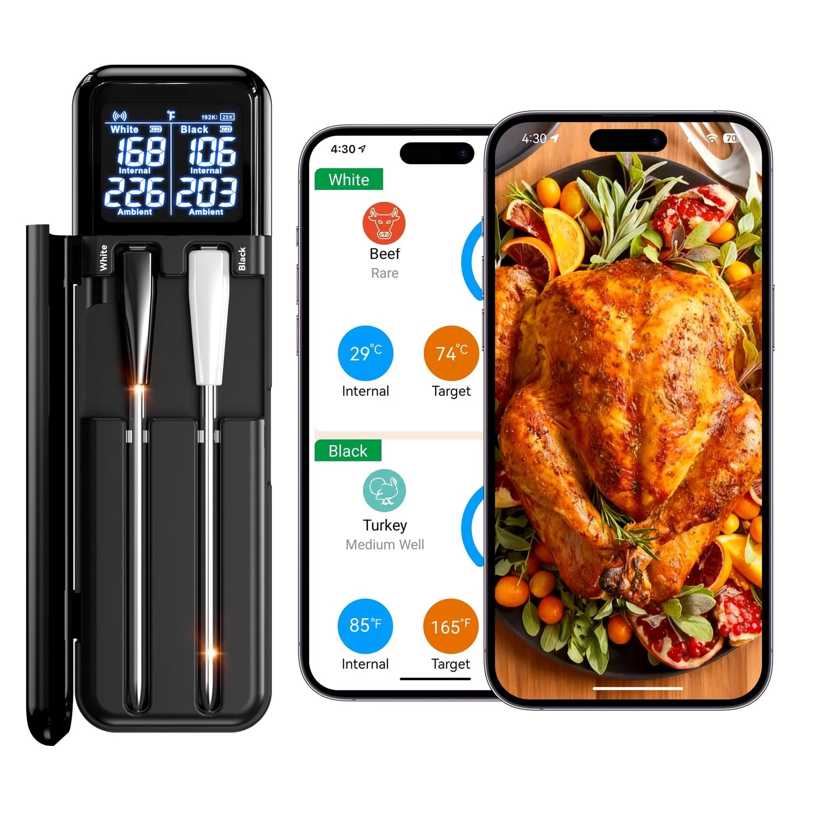 Smart Wireless Meat Thermometer,Digital Cooking Thermometer with Dual High-Ac...