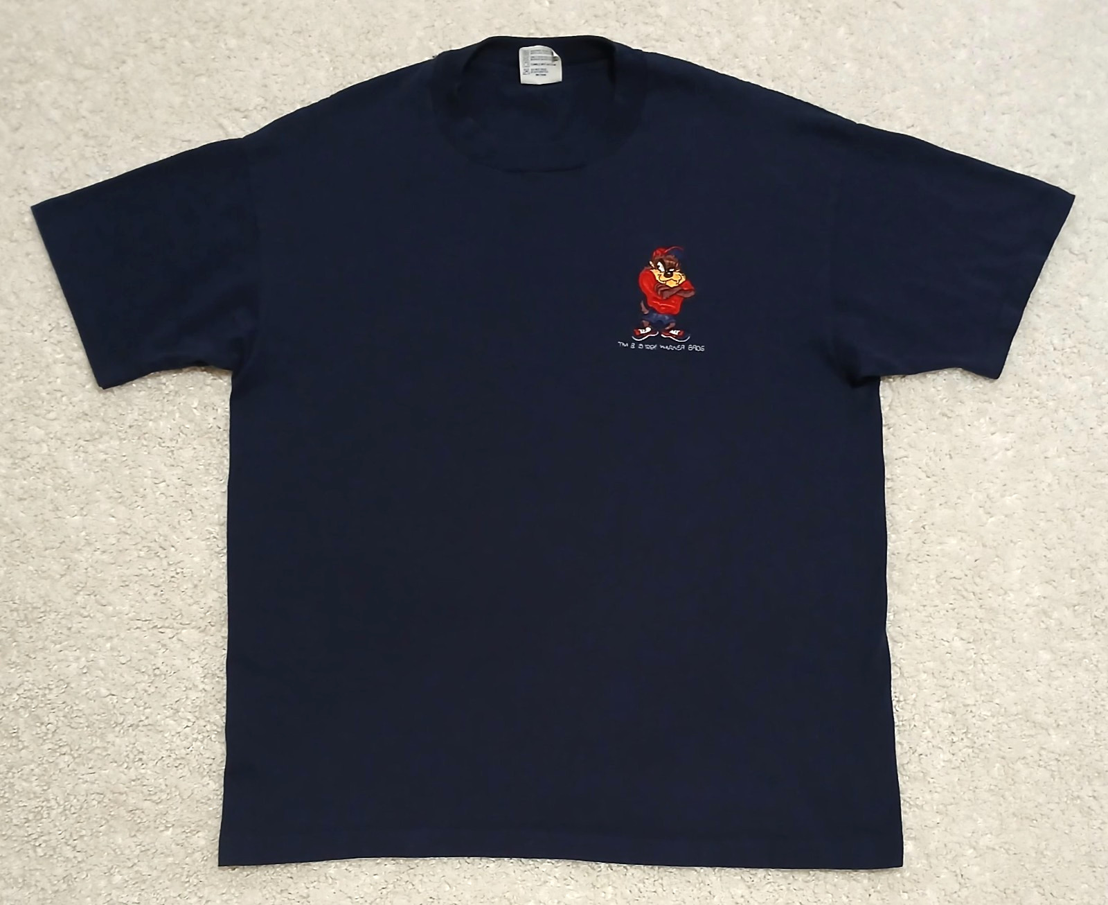 Vintage Taz T-Shirt XL Embroidered Warner Bros Single Stitch Gangster NEW READ