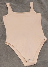 OQQ Women's Ribbed Bodysuit Short Sleeve, Casual,soft Pink,size Small