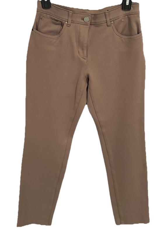 Chico's So Slimming Women's Taupe Pants, Size 00 Short, 5 Pocket, Zipper/Button