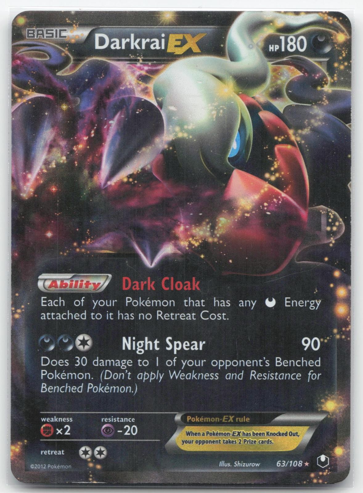 POKEMON DARKRAI EX DARK EXPLORERS HOLO 63/108 EX RARE MP 2012