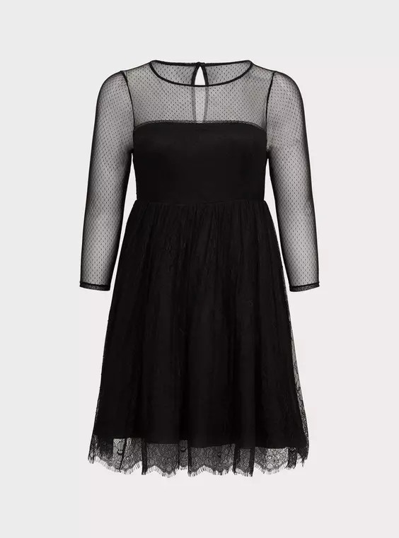 torrid black lace skater dress Plus Size - Special Occasion Black Lace Off Shoulder Skater Dress