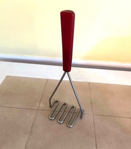 Vintage Potato Masher Red Bakelite Handle - Total Length 9"