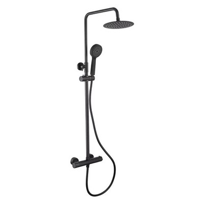 DEVA Essentials Thermostat-Brause mattschwarz mit 200 mm Kopf & Handbrause