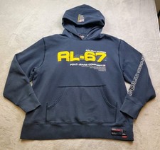 Vintage Polo Jeans Co Hoodie Mens Large Blue RL-67 Ralph Lauren Spellout 90s Y2k
