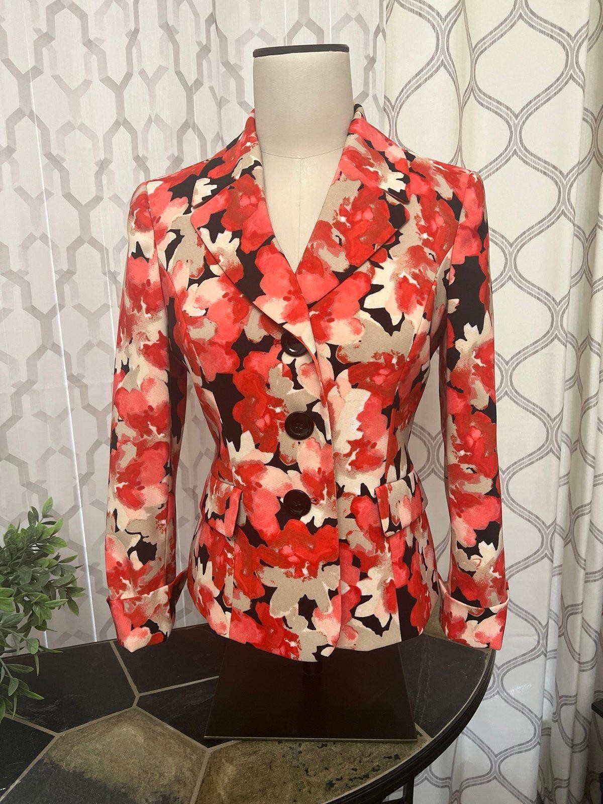 Le Suit Floral Blazer Petite Size 2P