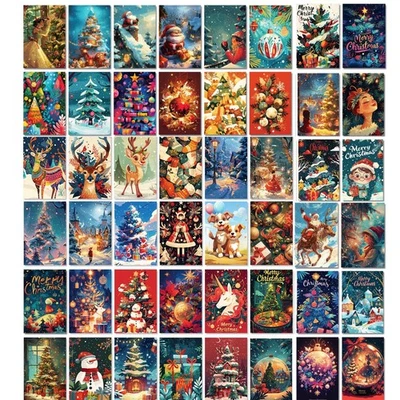 HenfuME 50 Pcs Biglietti Auguri Natale Biglietti Natalizi Bigliettini Natale