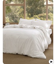 Queen Cotton Duvet Cover/Luxury Slub Fabric 100 Cotton Coconut White 90x90