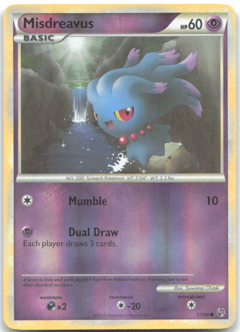 MISDREAVUS 57/90 Common HGSS Undaunted Pokemon REVERSE HOLO Lightly Played