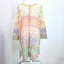 Sadabahar Pastel Pink Cream Embroidered Embellished Pakistani Chiffon Women L