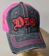 DIO Trucker Hat Distressed Cap Black & Pink Mesh DIO HAT 
