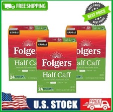 3 BOX Folgers 1/2 Caff Coffee, Medium Roast Coffee, Keurig K Cup Pods, 24 Count