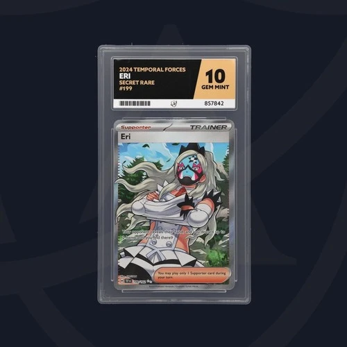 Pokemon ACE 10 GEM MINT Eri Secret Rare Trainer 199/162 Temporal Forces 2024