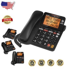 Corded Answering System Digital 25 Min Black Large Backlit Display Speakerphone