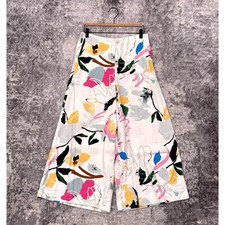 New Anthropologie Pants 8 Womens Maeve Linen Wide Leg Crop Floral Art Motif
