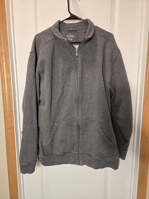 LL Bean Sweatshirt Mock Neck Full Zip w Pockets Gray XL Tall