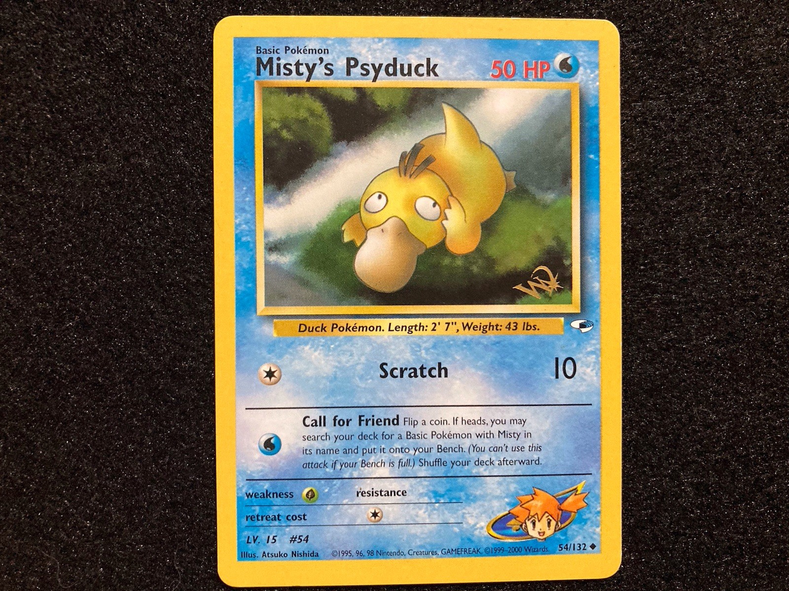 Misty's Psyduck 54/132 W Stamp Promo Pokemon Gym Heroes WoTC MP