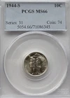 1944-S Mercury Dime 10C PCGS MS-66 Gem BU Silver San Francisco Coin #559