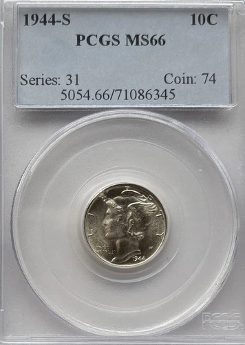 1944-S Mercury Dime 10C PCGS MS-66 Gem BU Silver San Francisco Coin #559