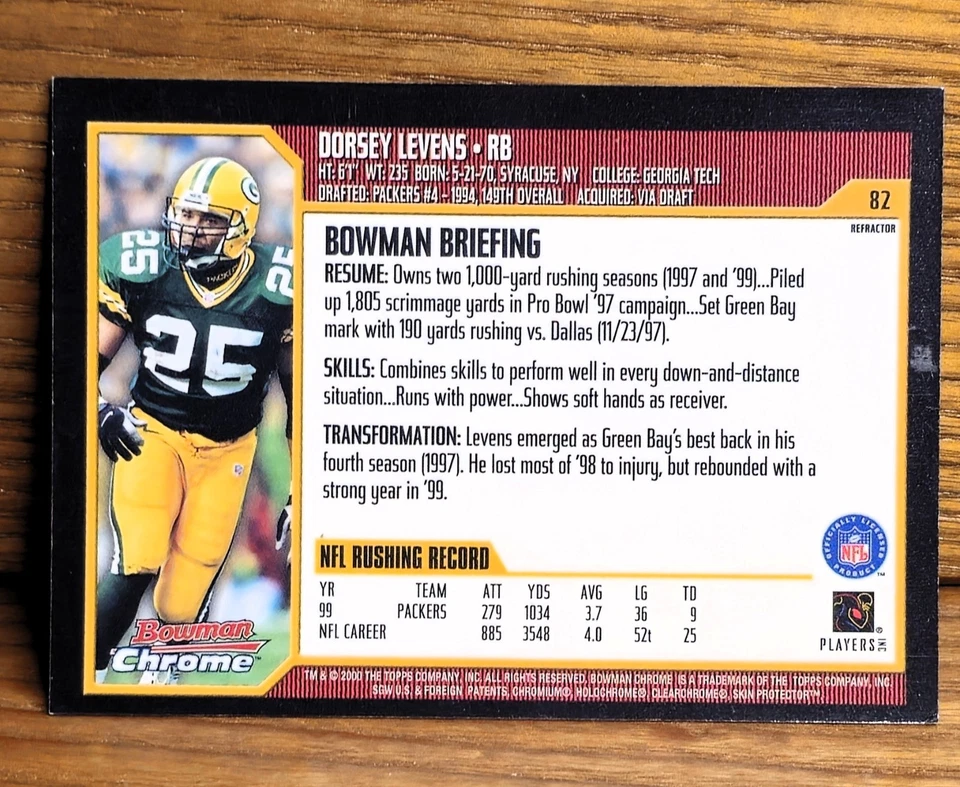 2000 Bowman Chrome Refractor Dorsey Levens #82 (has dent) reduced !! SEE PICS - Image 2 of 2
