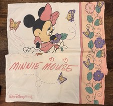 Vintage Walt Disney World Minnie Mouse Standard Pillowcases 2 Girls Pink Cotton