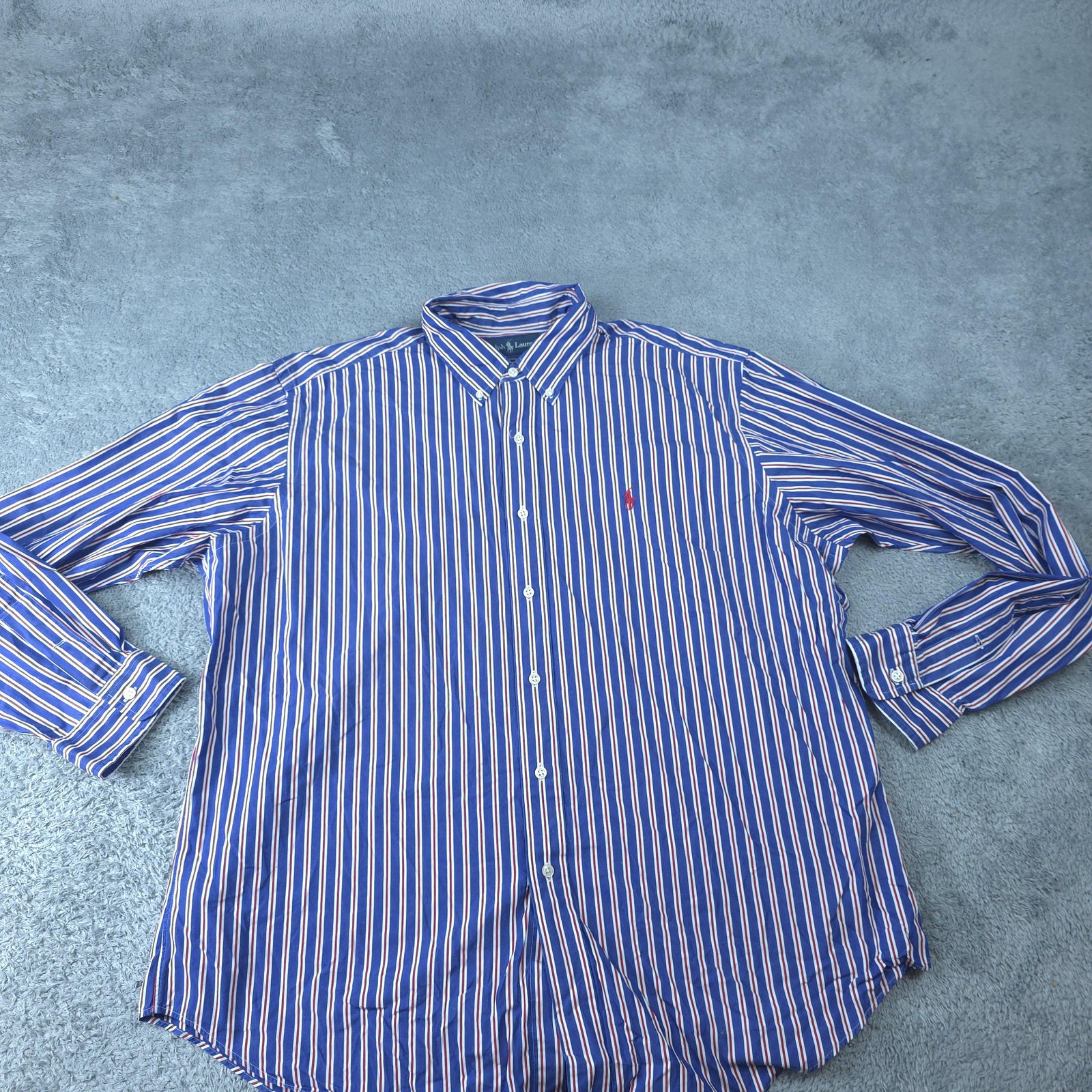 Ralph Lauren Shirt Mens 3XL Blue Red White Striped Classic Fit Pony Logo