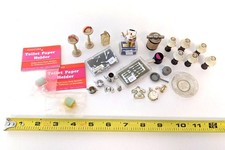 Lot of Vintage Plastic Dollhouse Miniatures Utensils, Lamps, Kettle, etc. 