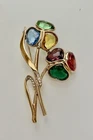 Vintage Poured Glass Flower Brooch