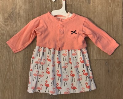 Hudson Baby Girl s Size 9-12 Months Sundress With Flamingos & Matching Coverup