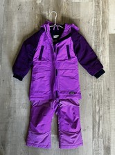Land's End Set Snow Bibs Parka Kid  s Size XXS 2-3 Waterproof Iron Knee Purple