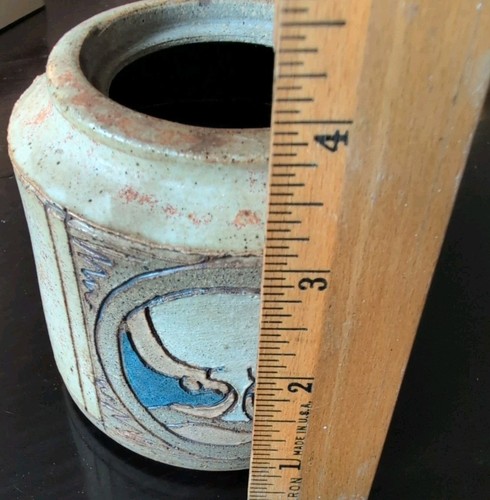 Vintage Glenn Dair Salzglasur Keramik Steinzeug Vase signiert 4" - Bild 7 von 8