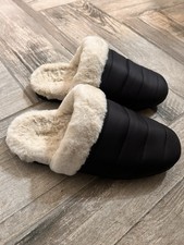 Vionic Women's Josephine Black Mule Slippers Slip-On Size 7 Faux Fur Lined