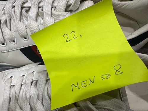 Gucci Auth Men 8.5 US 8 UK 42 EU White Leather Ace Blue Red Web Sneakers Shoes - Picture 9 of 10