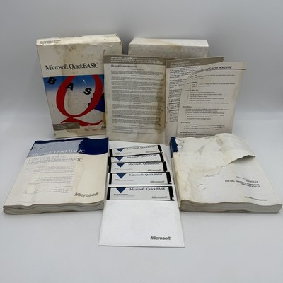 Vintage Microsoft QuickBASIC 4.5 1988 5.25'' 5 Disks & 2 Manuals For IBM PC