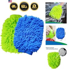 2 Pack Car Wash Mitt Microfiber Chenille Car Wash Mitt Scratch Free For Cars ...