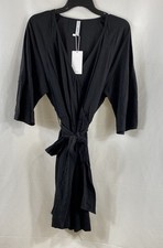 Mango MNG Women's Wally Black Textured V-Neck Wrap Dress NWT Sz 8