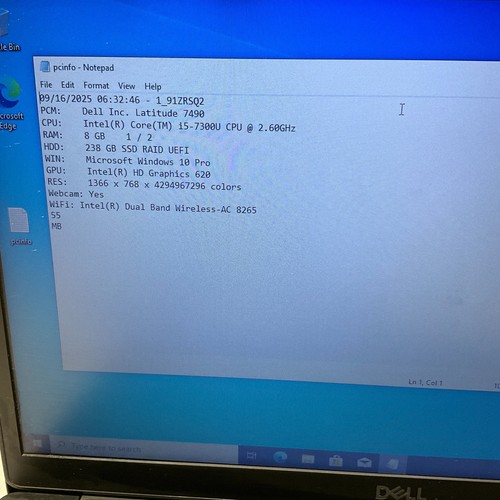 Laptop Dell Latitude 7490 14" Intel i5-7300U@2.6GHz 8GB 256GB SSD Windows 10 Pro - Imagen 3 de 10