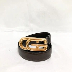 Ceinture GUCCI GG double G cuir marron vintage occasion sans boite boucle dorée 75