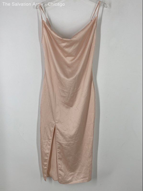 PrettyLittleThing Womens Pink Sleeveless Cowl Neck Side Slit Pencil Dress Size 4